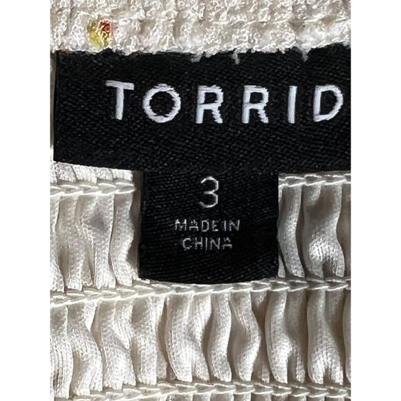 Torrid Women's Warm Sunset Floral Smocked Flutter Sleeve Crop Top Size 3 - Picture 11 of 13